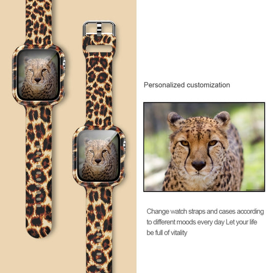 Silicone Printing Integrated Watch Case Watch Band For Apple Watch Series 6 / 5 / 4 / Watch SE 44mm(Black Leopard) by buy2fix