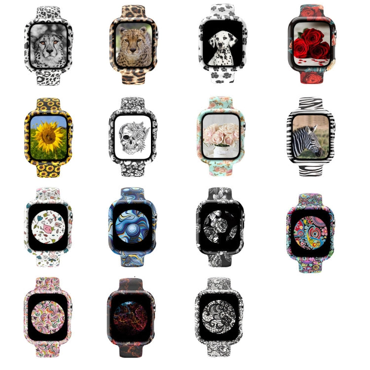 Silicone Printing Integrated Watch Case Watch Band For Apple Watch Series 6 / 5 / 4 / Watch SE 40mm (Black Leopard) by buy2fix