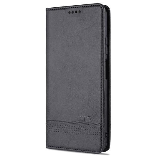 For Xiaomi Redmi Note 10 5G AZNS Magnetic Calf Texture Horizontal Flip Leather Case with Card Slots & Holder & Wallet(Black) by AZNS