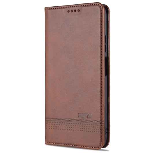 For Xiaomi Redmi Note 10 5G AZNS Magnetic Calf Texture Horizontal Flip Leather Case with Card Slots & Holder & Wallet(Dark Brown) by AZNS