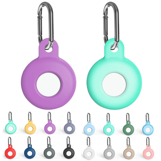 Anti-scratch Silicone Shockproof Protective Cover Case with Carabiner For AirTag(Black) by buy2fix