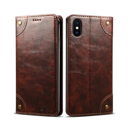 For iPhone XS Max Baroque Simple Horizontal Flip Leather Case, with Holder & Card Slots & Wallet(Dark Brown) by buy2fix