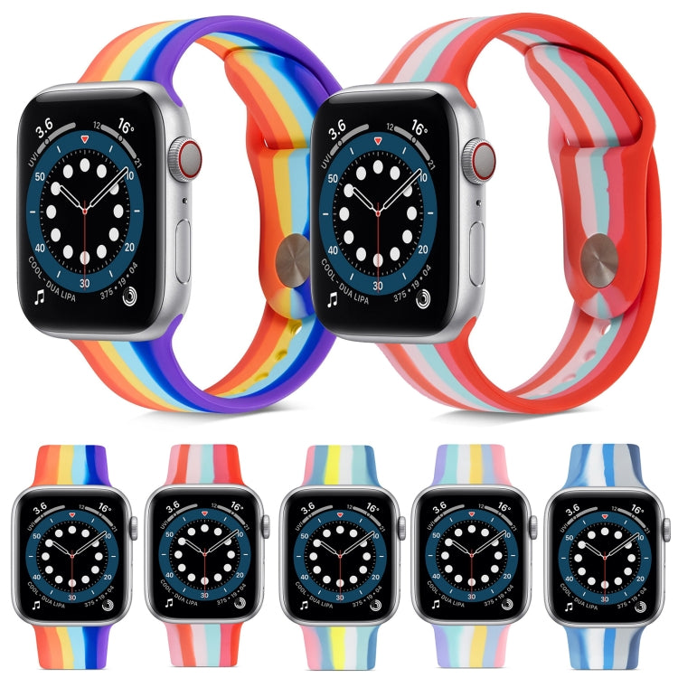 Rainbow Silicone Strap Watch Band For Apple Watch Series 7 45mm / 6 & SE & 5 & 4 44mm / 3 & 2 & 1 42mm(2) by buy2fix
