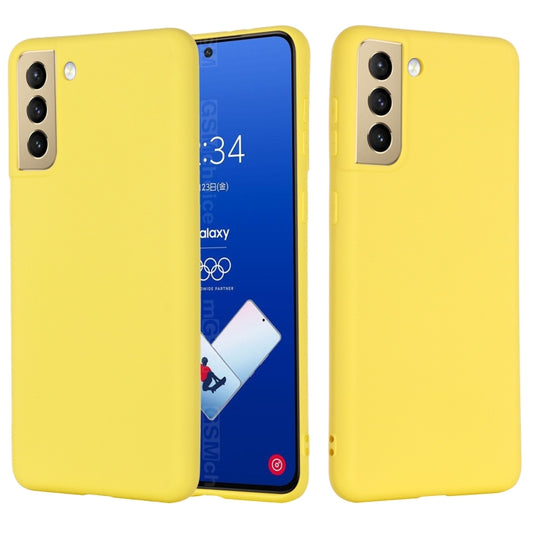 For Samsung Galaxy S21 FE 5G Pure Color Liquid Silicone Shockproof Full Coverage Case(Yellow) by buy2fix