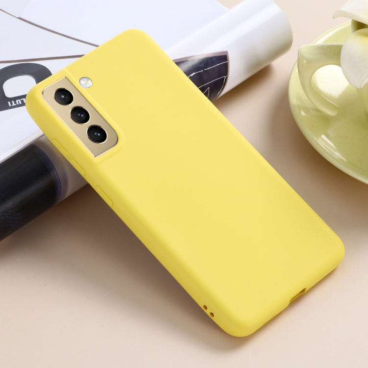 For Samsung Galaxy S21 FE 5G Pure Color Liquid Silicone Shockproof Full Coverage Case(Yellow) by buy2fix