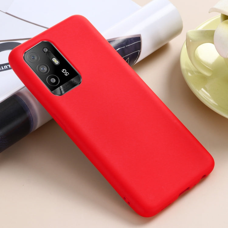 For OPPO F19 Pro+ 5G / A94 5G / Reno5 Z Pure Color Liquid Silicone Shockproof Full Coverage Case(Red) by buy2fix
