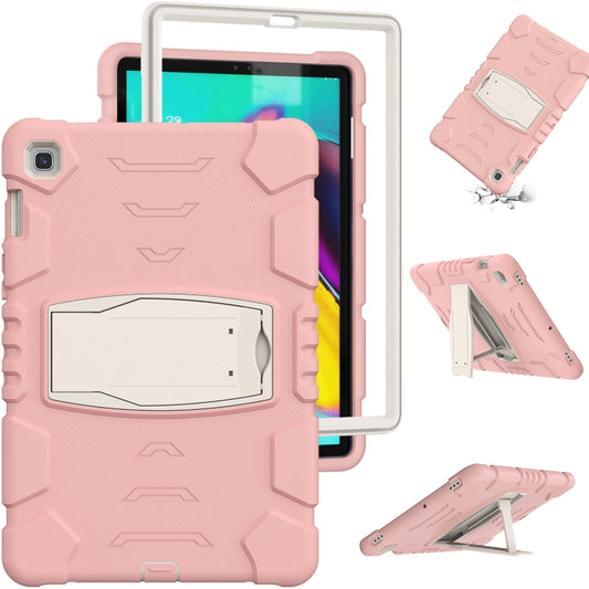 3-Layer Protection Screen Frame + PC + Silicone Shockproof Combination Case with Holder For Samsung Galaxy Tab S5e T720(Cherry Blossoms Pink) by buy2fix