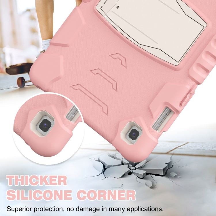 3-Layer Protection Screen Frame + PC + Silicone Shockproof Combination Case with Holder For Samsung Galaxy Tab S5e T720(Cherry Blossoms Pink) by buy2fix