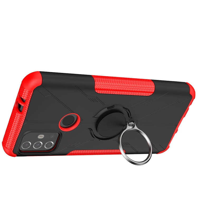 For Motorola Moto G30 Armor Bear Shockproof PC + TPU Protective Case with Ring Holder(Red) by buy2fix