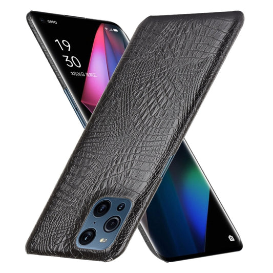 For OPPO Find X3 / X3 Pro Shockproof Crocodile Texture PC + PU Case(Black) by buy2fix