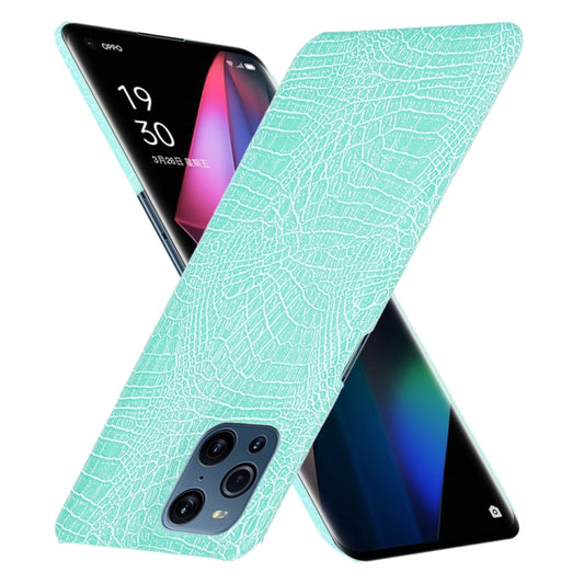 For OPPO Find X3 / X3 Pro Shockproof Crocodile Texture PC + PU Case(Light Green) by buy2fix