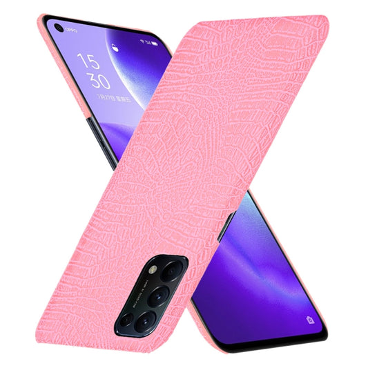 For OPPO Reno5 5G / Find X3 Lite Shockproof Crocodile Texture PC + PU Case(Pink) by buy2fix