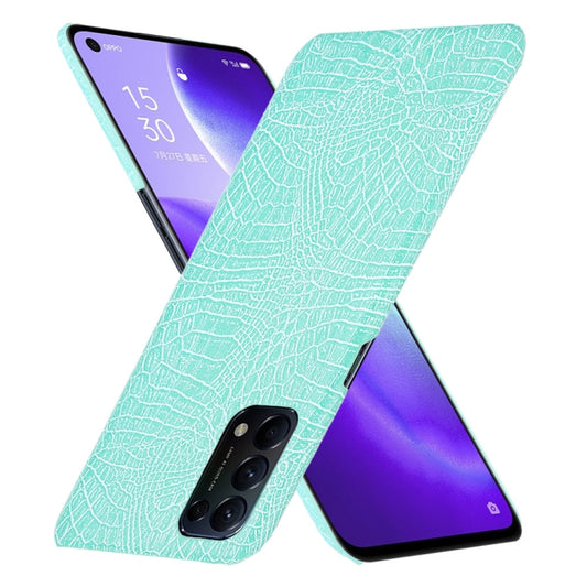 For OPPO Reno5 5G / Find X3 Lite Shockproof Crocodile Texture PC + PU Case(Light Green) by buy2fix