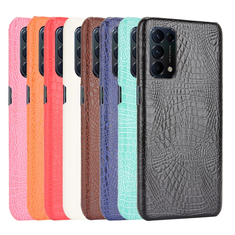 For OPPO Reno5 5G / Find X3 Lite Shockproof Crocodile Texture PC + PU Case(Brown) by buy2fix