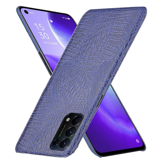 For OPPO Reno5 5G / Find X3 Lite Shockproof Crocodile Texture PC + PU Case(Blue) by buy2fix