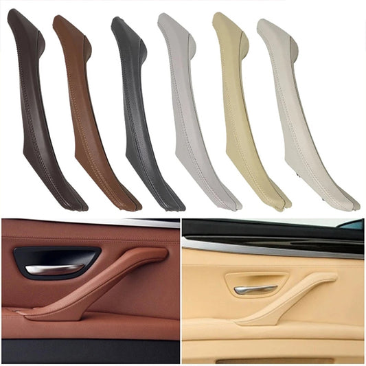 Car Leather Right Side Inner Door Handle Assembly 51417225854 for BMW 5 Series F10 / F18 2011-2017(Beige) by buy2fix