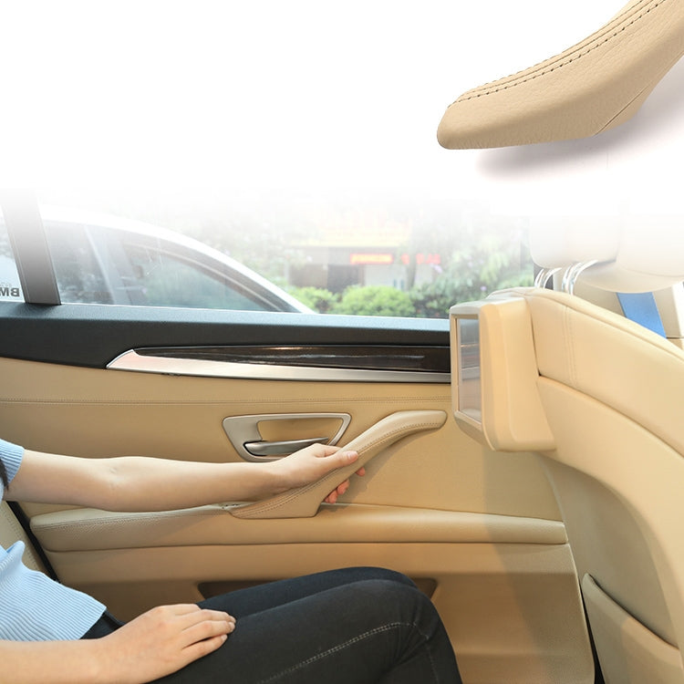 Car Leather Right Side Inner Door Handle Assembly 51417225854 for BMW 5 Series F10 / F18 2011-2017(Beige) by buy2fix