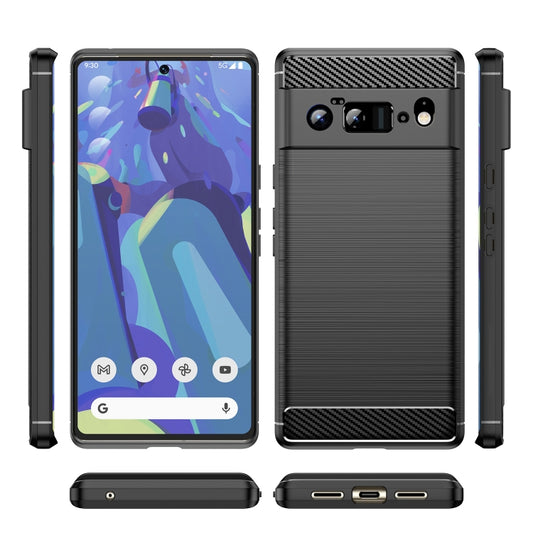 For Google Pixel 6 Pro Brushed Texture Carbon Fiber TPU Case(Black) by buy2fix