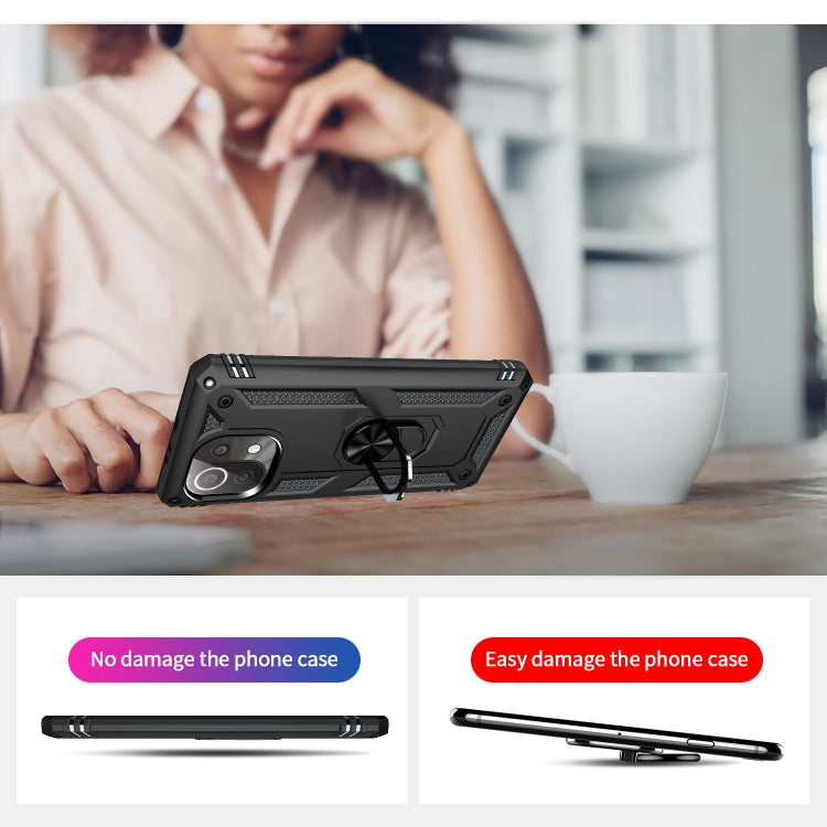 For Xiaomi Mi 11 Lite 5G Shockproof TPU + PC Protective Case with 360 Degree Rotating Holder(Black) by buy2fix