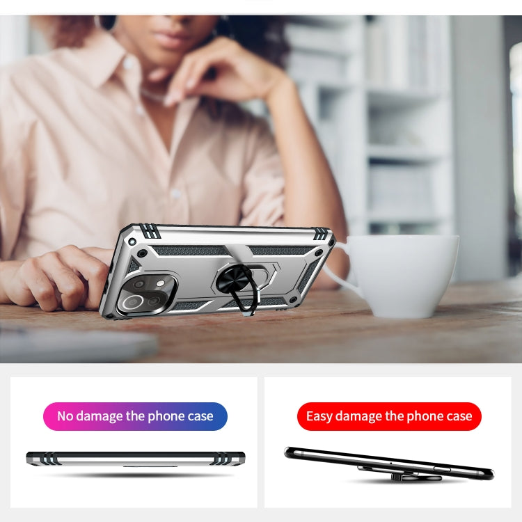 For Xiaomi Mi 11 Lite 5G Shockproof TPU + PC Protective Case with 360 Degree Rotating Holder(Silver) by buy2fix