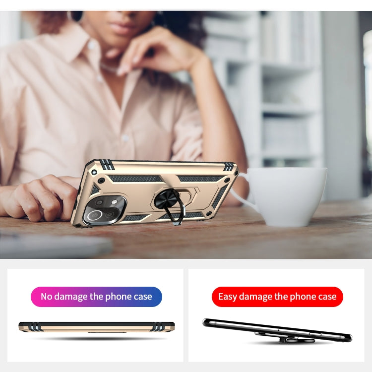 For Xiaomi Mi 11 Lite 5G Shockproof TPU + PC Protective Case with 360 Degree Rotating Holder(Gold) by buy2fix