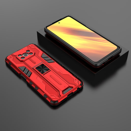 For Xiaomi Poco X3 NFC Supersonic PC + TPU Shock-proof Case with Holder(Red) by buy2fix