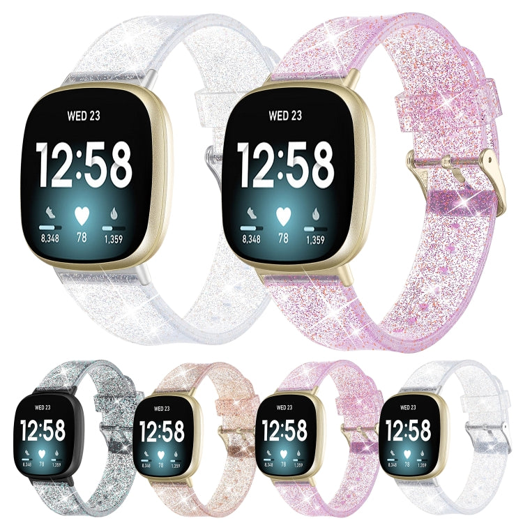 For Fitbit Versa 3 Glitter Powder Silicone Watch Band(Purple) by buy2fix