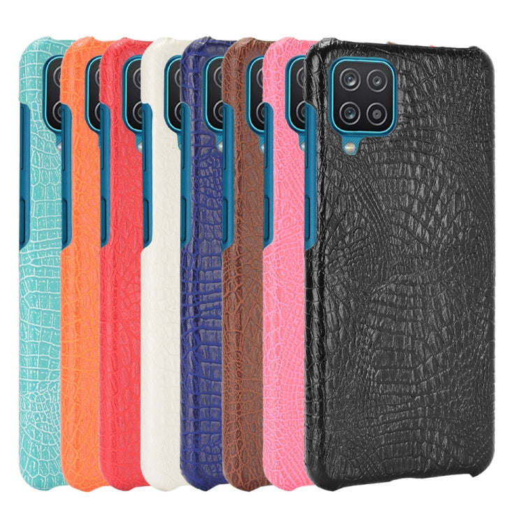 For Samsung Galaxy A22 4G Shockproof Crocodile Texture PC + PU Case(White) by buy2fix