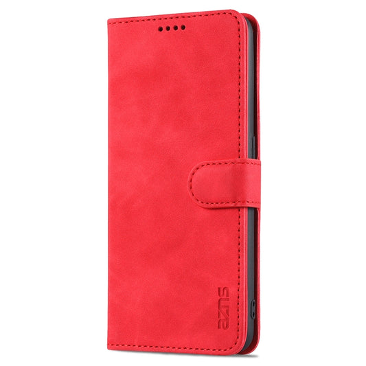 For OPPO A74 4G / F19 AZNS Skin Feel Calf Texture Horizontal Flip Leather Case with Card Slots & Holder & Wallet((Red) by buy2fix