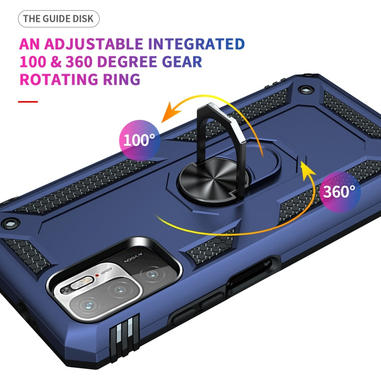 For Xiaomi Redmi Note 10 5G Shockproof TPU + PC Protective Case with 360 Degree Rotating Holder(Blue) by buy2fix