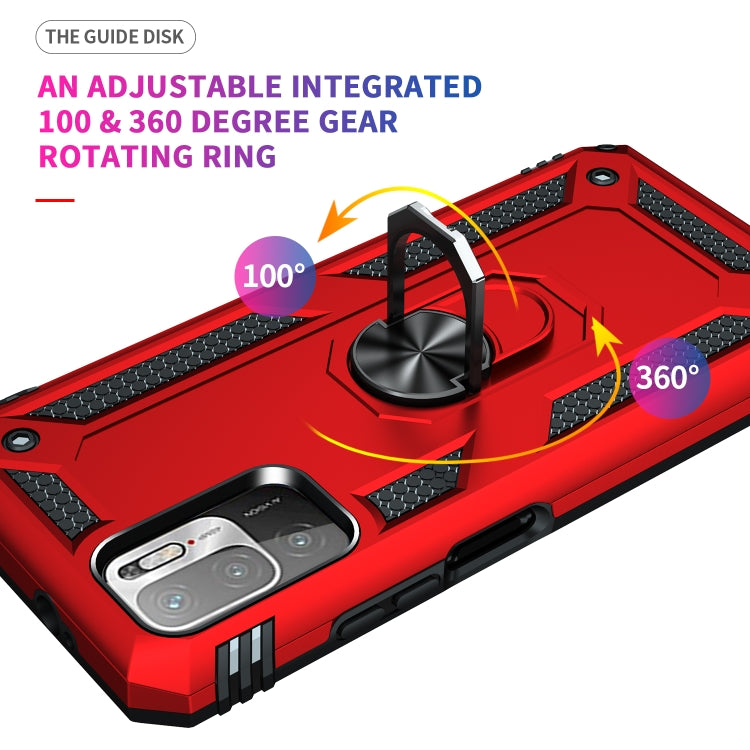 For Xiaomi Redmi Note 10 5G Shockproof TPU + PC Protective Case with 360 Degree Rotating Holder(Red) by buy2fix