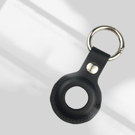 Shockproof Anti-scratch Leather Protective Case Cover Key Chain with Hang Loop For AirTag(Black) by buy2fix