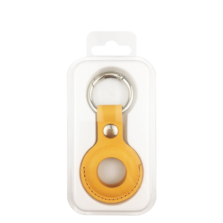 Shockproof Anti-scratch Leather Protective Case Cover Key Chain with Hang Loop For AirTag(Brown) by buy2fix