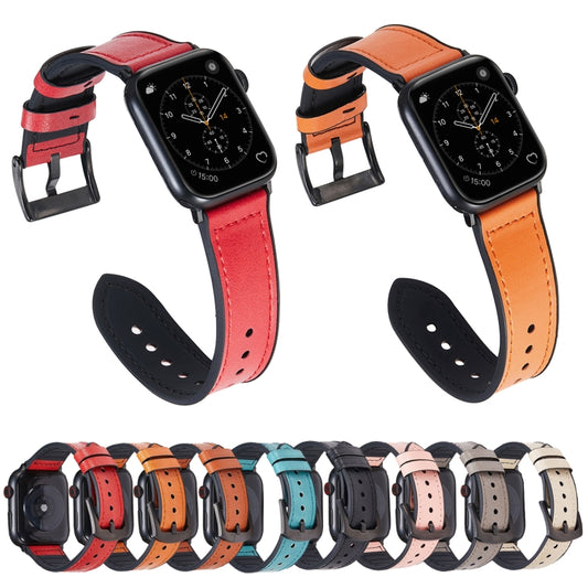 Crazy Horse Texture Leather Watch Band For Apple Watch Series 7 45mm / 6 & SE & 5 & 4 44mm / 3 & 2 & 1 42mm(Pink) by buy2fix