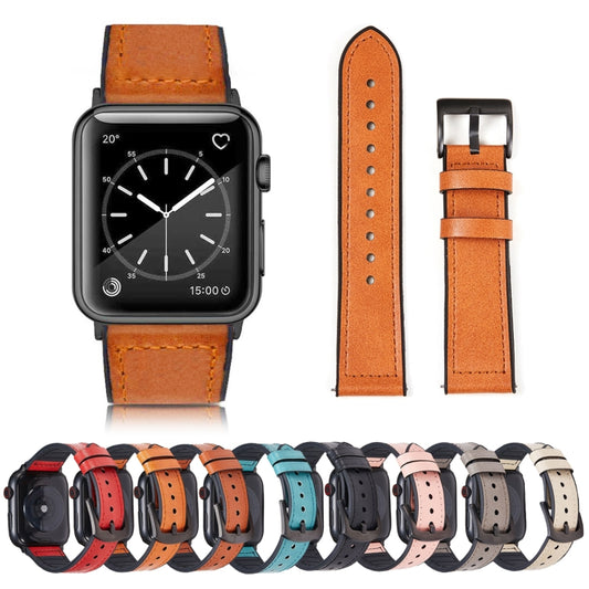 Crazy Horse Texture Leather Watch Band For Apple Watch Series 7 41mm / 6 & SE & 5 & 4 40mm / 3 & 2 & 1 38mm(Pink) by buy2fix
