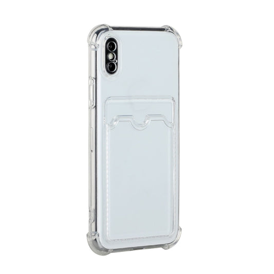 For iPhone X / XS TPU Dropproof Protective Back Case with Card Slot(Transparent) by buy2fix