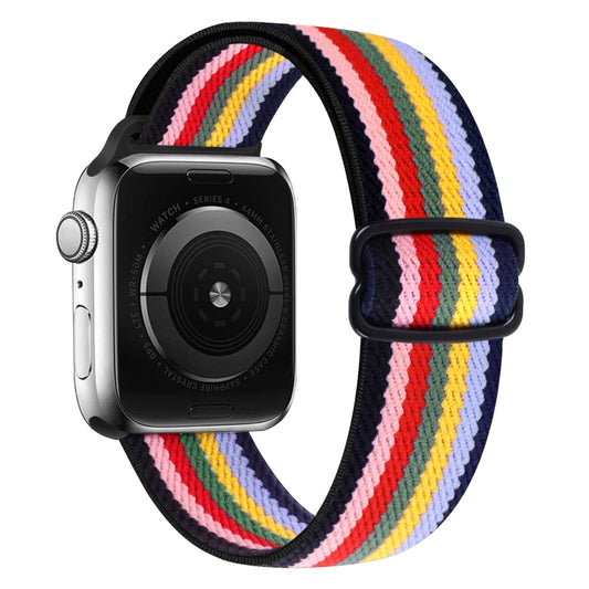 8-shaped Buckle Nylon Watch Band For Apple Watch Series 9&8&7 41mm / SE 3&SE 2&6&SE&5&4 40mm / 3&2&1 38mm(Rainbow) by buy2fix
