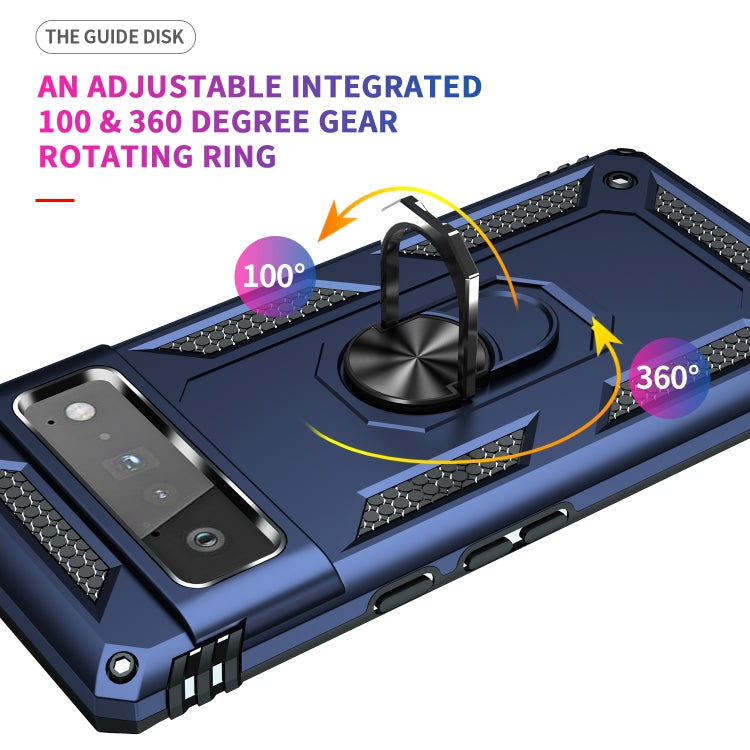 For Google Pixel 6 Pro Shockproof TPU + PC Protective Case with 360 Degree Rotating Holder(Blue) by buy2fix