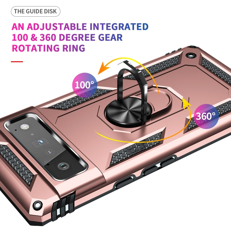 For Google Pixel 6 Pro Shockproof TPU + PC Protective Case with 360 Degree Rotating Holder(Rose Gold) by buy2fix