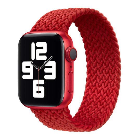 Metal Head Braided Nylon Solid Color Watch Band For Apple Watch Series 9&8&7 41mm / SE 3&SE 2&6&SE&5&4 40mm / 3&2&1 38mm, Size:XS 128mm(Red) by buy2fix