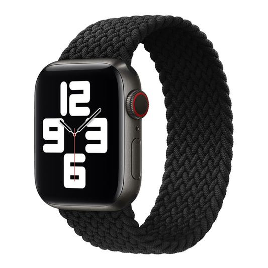 Metal Head Braided Nylon Solid Color Watch Band For Apple Watch Ultra 49mm&Watch Ultra 2 49mm / Series 9&8&7 45mm / SE 3&SE 2&6&SE&5&4 44mm / 3&2&1 42mm, Size:XS 135mm(Black) by buy2fix