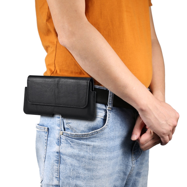 Universal Cow Leather Mobile Phone Leather Case Waist Bag For 5.5-6.5 inch and Below Phones(Black) by buy2fix