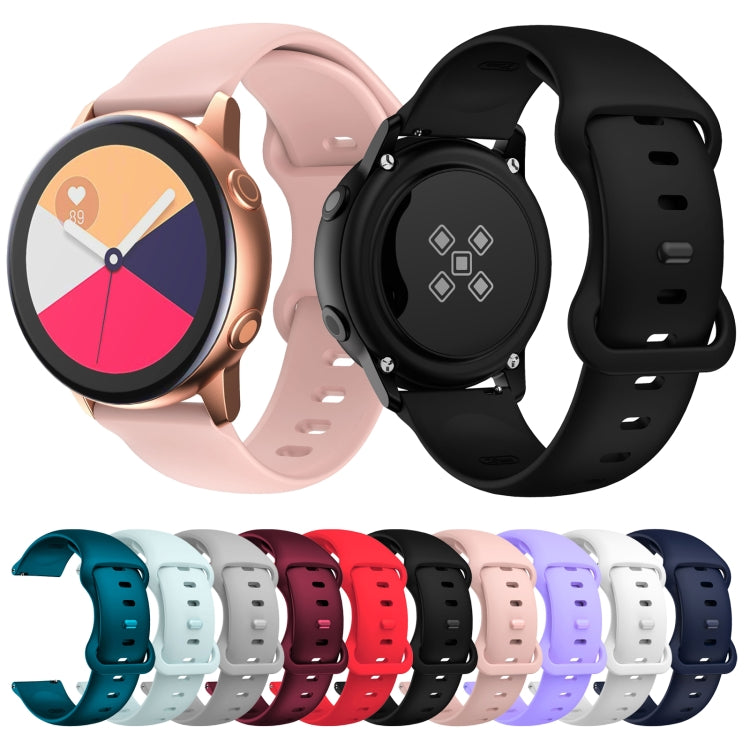 20mm For Samsung Galaxy Watch Active 3 41mm Butterfly Buckle Silicone Watch Band(Light Grey) by buy2fix