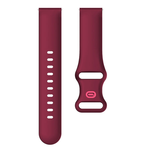 22mm For Samsung Galaxy Watch Active 3 45mm Butterfly Buckle Silicone Watch Band(Wine Red) by buy2fix