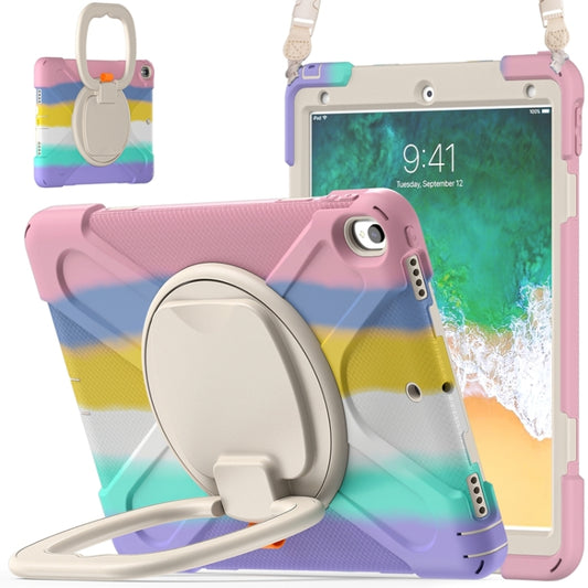 For iPad Pro 10.5 2017 / Air 10.5 2019 Silicone + PC Protective Case with Holder & Shoulder Strap(Colorful Pink) by buy2fix