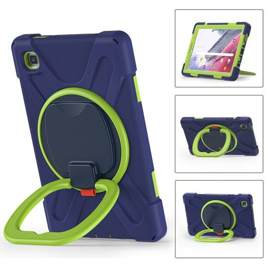 For Samsung Galaxy Tab A7 Lite T220 / T225 Silicone + PC Protective Case with Holder & Shoulder Strap(Navy Blue + Lime) by buy2fix