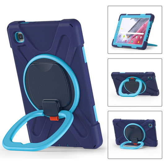 For Samsung Galaxy Tab A7 Lite T220 / T225 Silicone + PC Protective Case with Holder & Shoulder Strap(Navy Blue + Blue) by buy2fix
