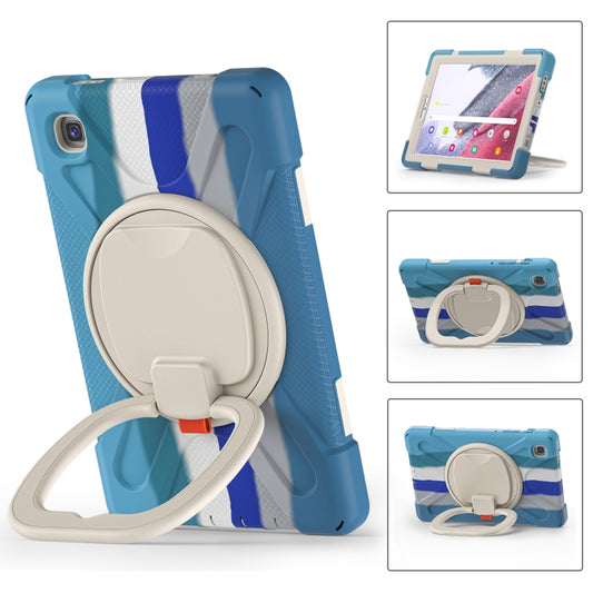 For Samsung Galaxy Tab A7 Lite T220 / T225 Silicone + PC Protective Case with Holder & Shoulder Strap(Colorful Blue) by buy2fix