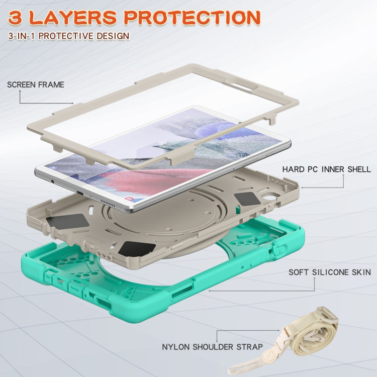 For Samsung Galaxy Tab A7 Lite T220 / T225 Silicone + PC Protective Case with Holder & Shoulder Strap(Mint Green) by buy2fix
