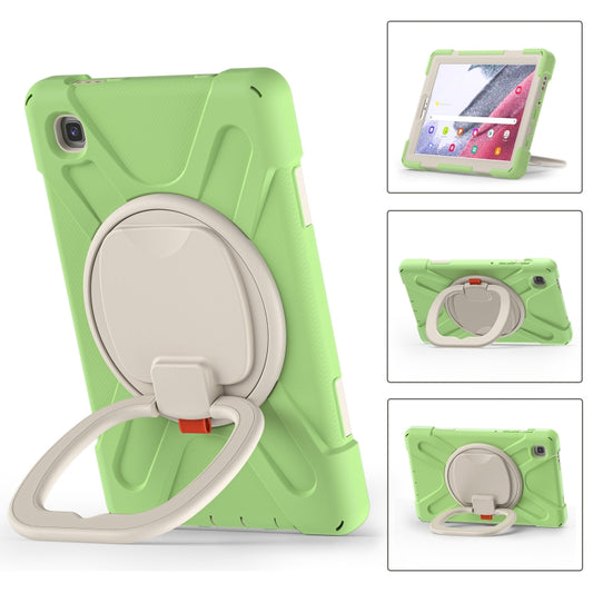 For Samsung Galaxy Tab A7 Lite T220 / T225 Silicone + PC Protective Case with Holder & Shoulder Strap(Matcha Green) by buy2fix